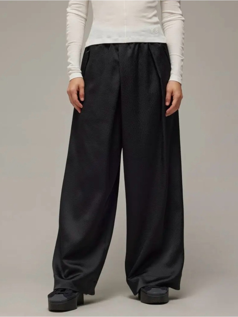 Adidas Y-3 Black Wide-Leg Seer Black Pants Size 2XS